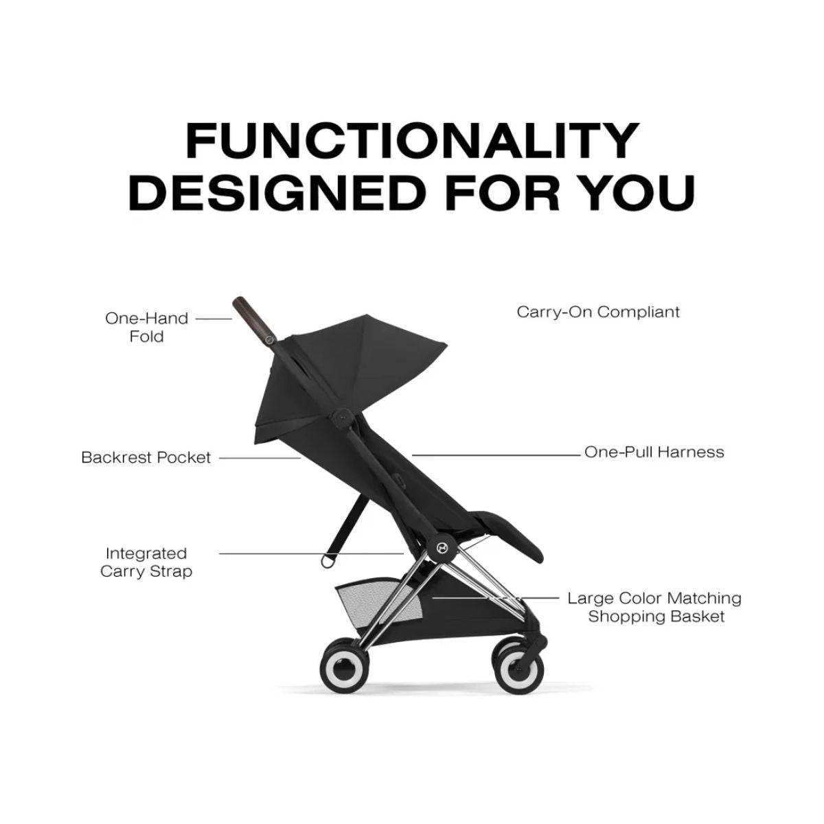 Cybex Coya Stroller (2026) - Style Collection - Chrome Frame / Sepia Black Lux Seat