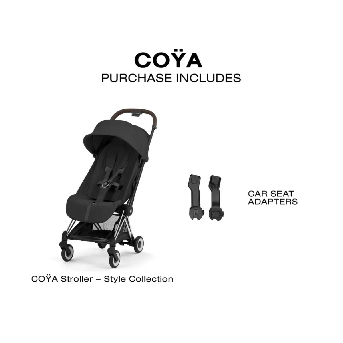 Cybex Coya Stroller (2026) - Style Collection - Chrome Frame / Sepia Black Lux Seat on Luna Baby Store Miami