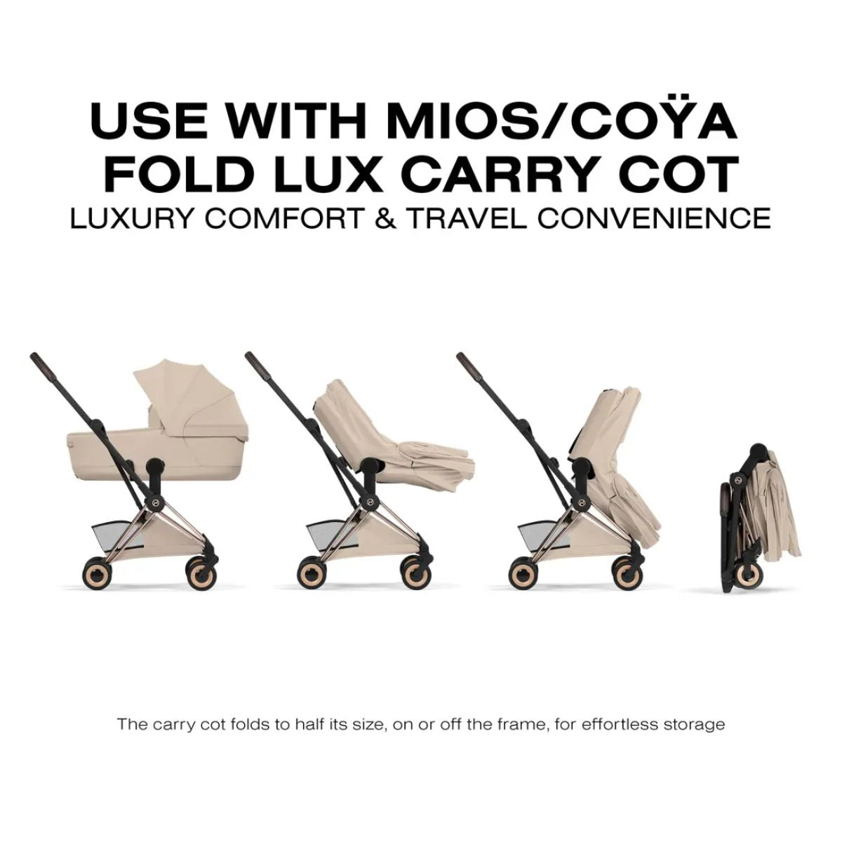 Cybex Coya Stroller (2026) - Style Collection - Rose Gold Frame / Cozy Beige Lux Seat on Luna Baby Store Miami