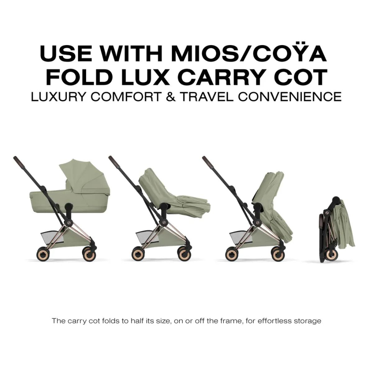 Cybex Coya Stroller (2026) - Style Collection - Rose Gold Frame / Sage Green Lux Seat on Luna Baby Store Miami