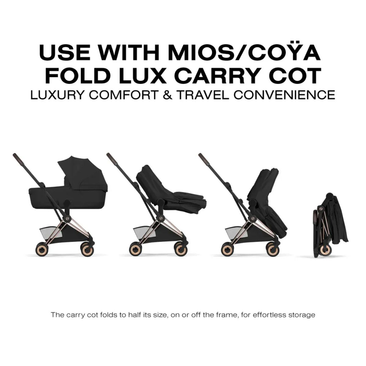 Cybex Coya Stroller (2026) - Style Collection - Rose Gold Frame / Sepia Black Lux Seat on Luna Baby Store Miami