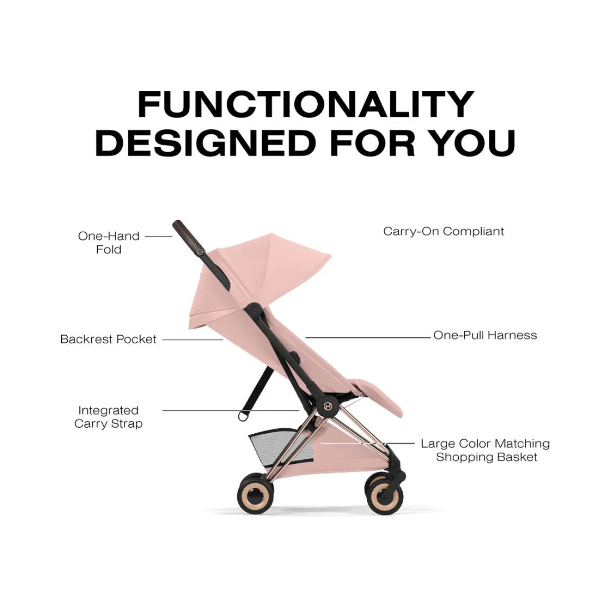 Cybex Coya Stroller (2026) - Style Collection - Rose Gold Frame / Peach Pink Lux Seat
