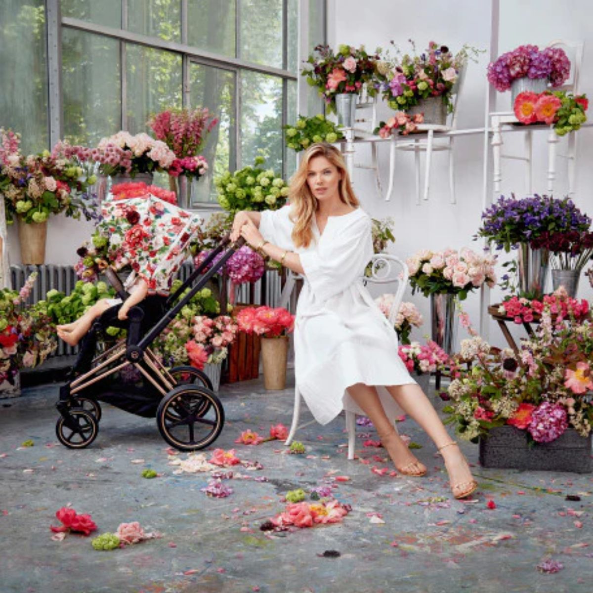 Cybex Priam 4 Complete Stroller Rose Gold - Spring Blossom Dark