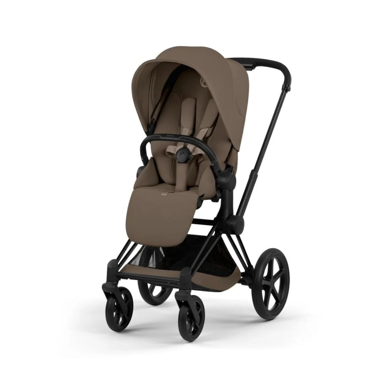 Cybex Priam Stroller Comfort Collection - Matte Black Frame / Coconut Brown Lux Seat on Luna Baby Store Miami