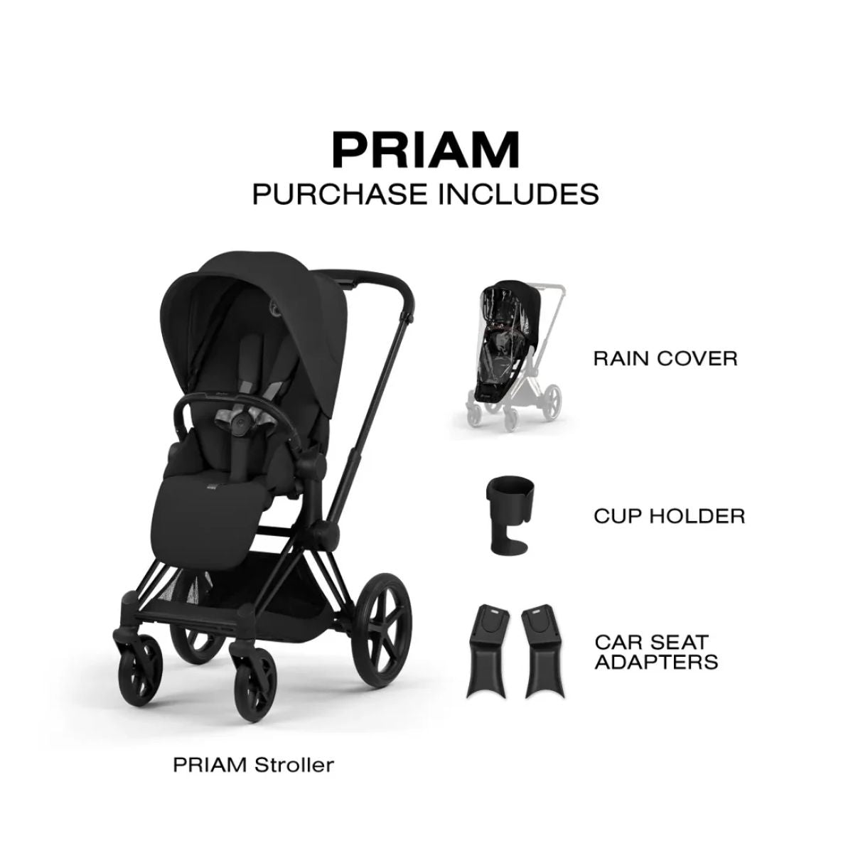 Cybex Priam Stroller (2026) - Matte Black Frame / Sepia Black Lux Seat on Luna Baby Store Miami