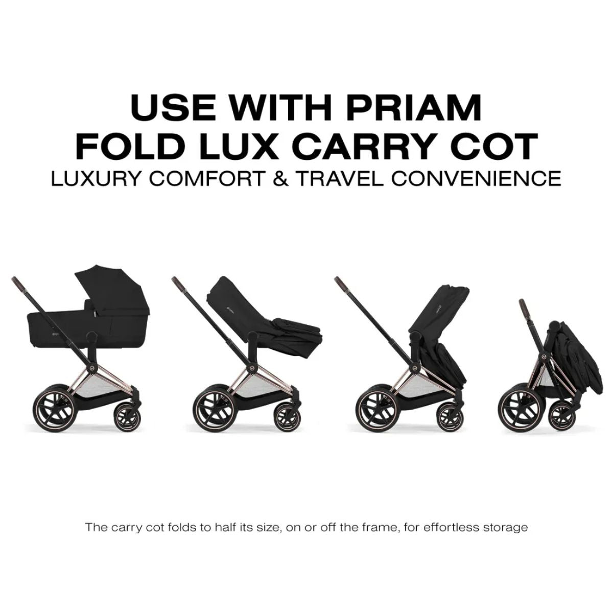 Cybex Priam Stroller Comfort Collection - Matte Black Frame / Coconut Brown Lux Seat