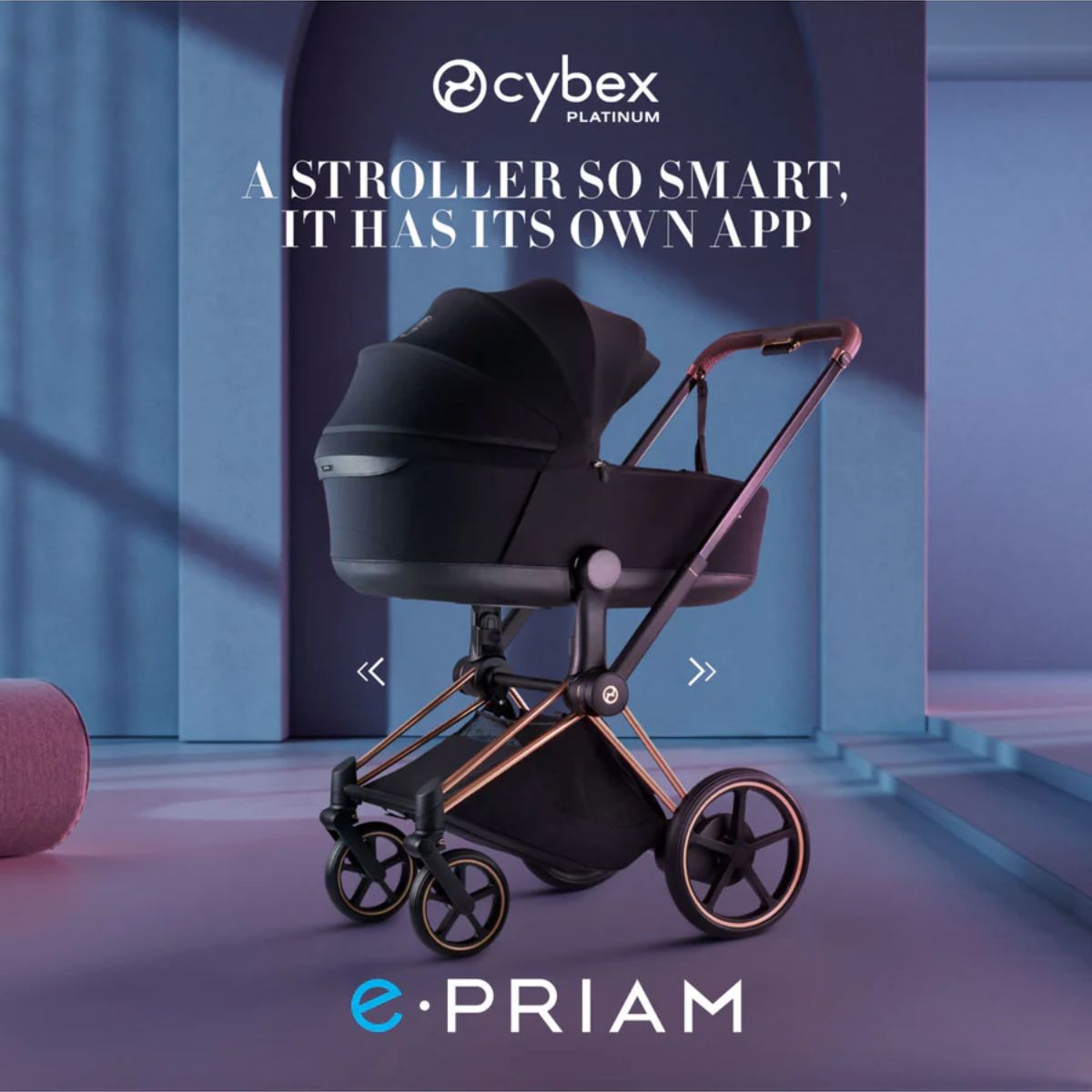 Cybex E-Priam 2 Stroller - Black Frame/Sepia Black Seat Pack on Luna Baby Store Miami