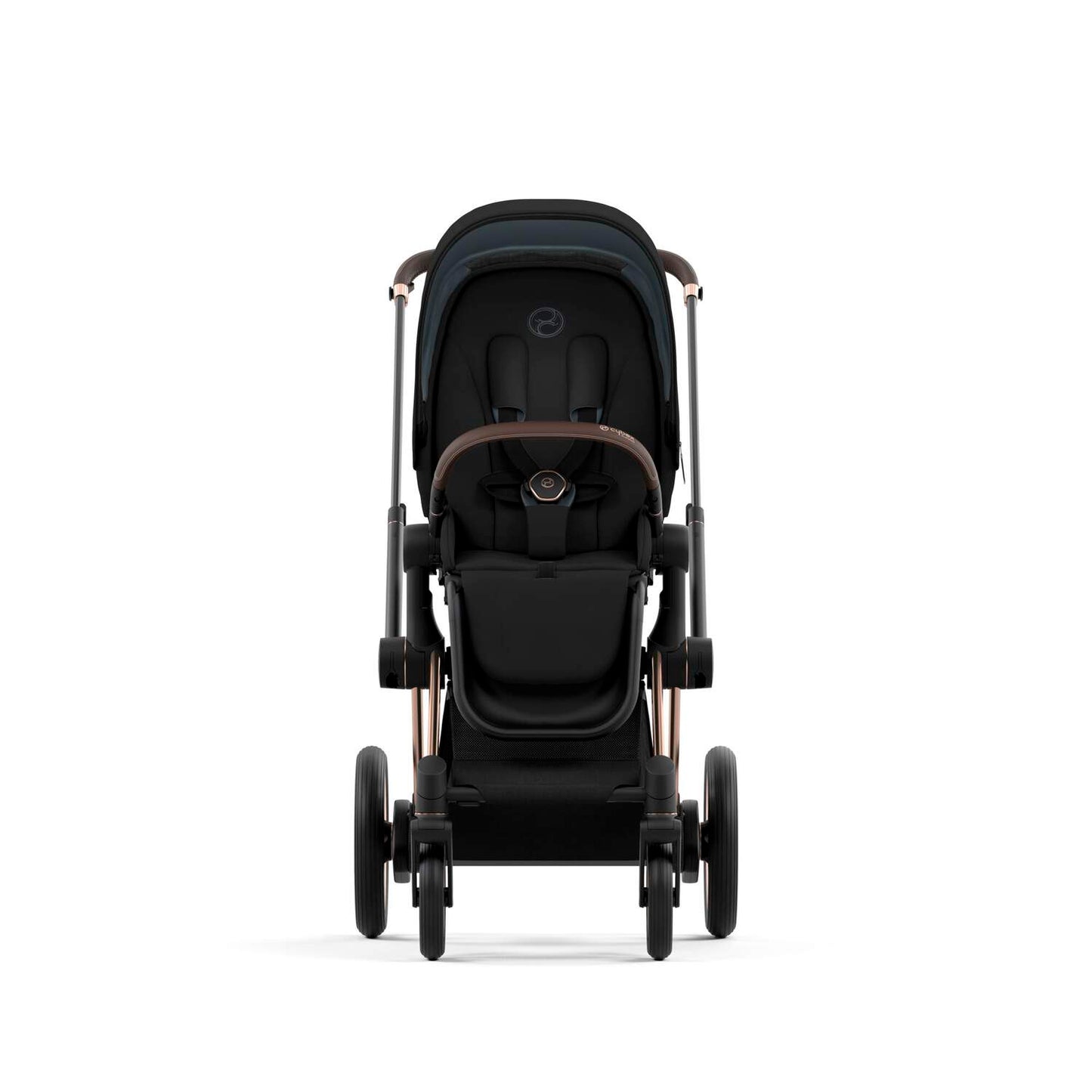 Cybex E-Priam 2 Stroller - Rose Gold/Brown Frame and Sepia Black Seat Pack