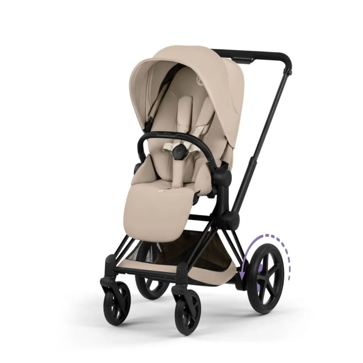 Cybex E-Priam Stroller - Matte Black Frame/Cozy Beige Lux Seat