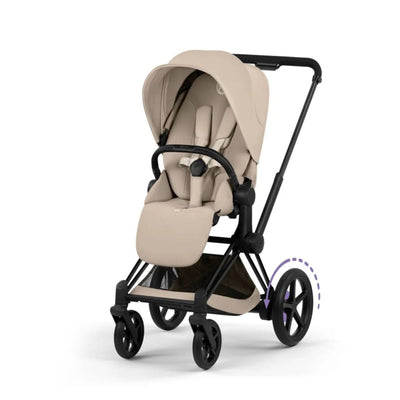 Cybex E-Priam Stroller - Matte Black Frame/Cozy Beige Lux Seat