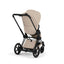 Cybex E-Priam Stroller - Matte Black Frame/Cozy Beige Lux Seat on Luna Baby Store Miami