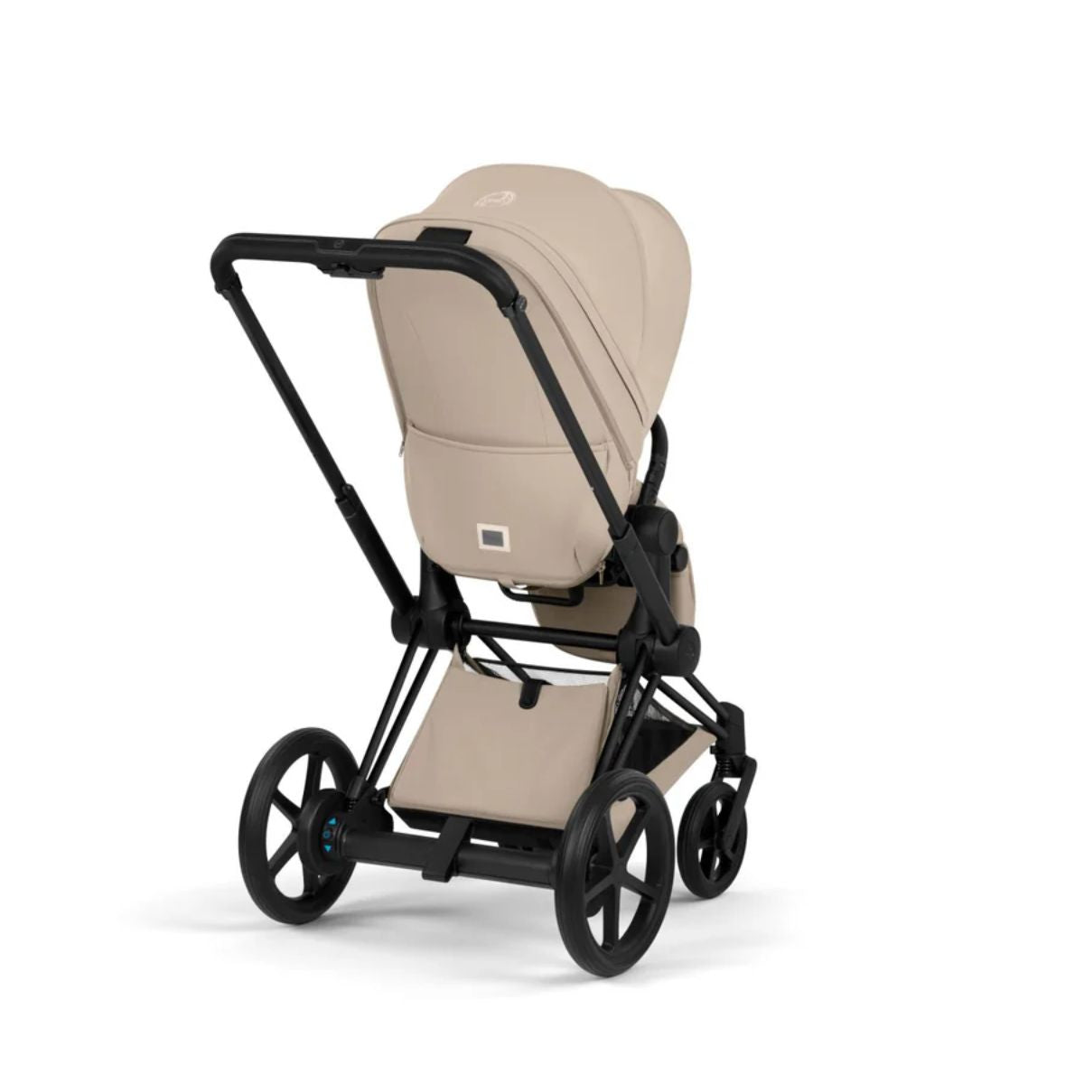Cybex E-Priam Stroller - Matte Black Frame/Cozy Beige Lux Seat on Luna Baby Store Miami