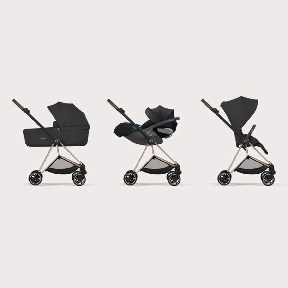 Cybex Mios Stroller - Rose Gold Frame/Sepia Black Lux Seat on Luna Baby Store Miami