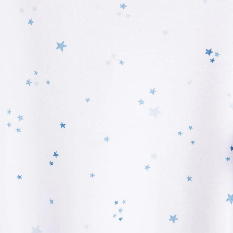 Babycottons Shine Footed Pajama - White & Blue