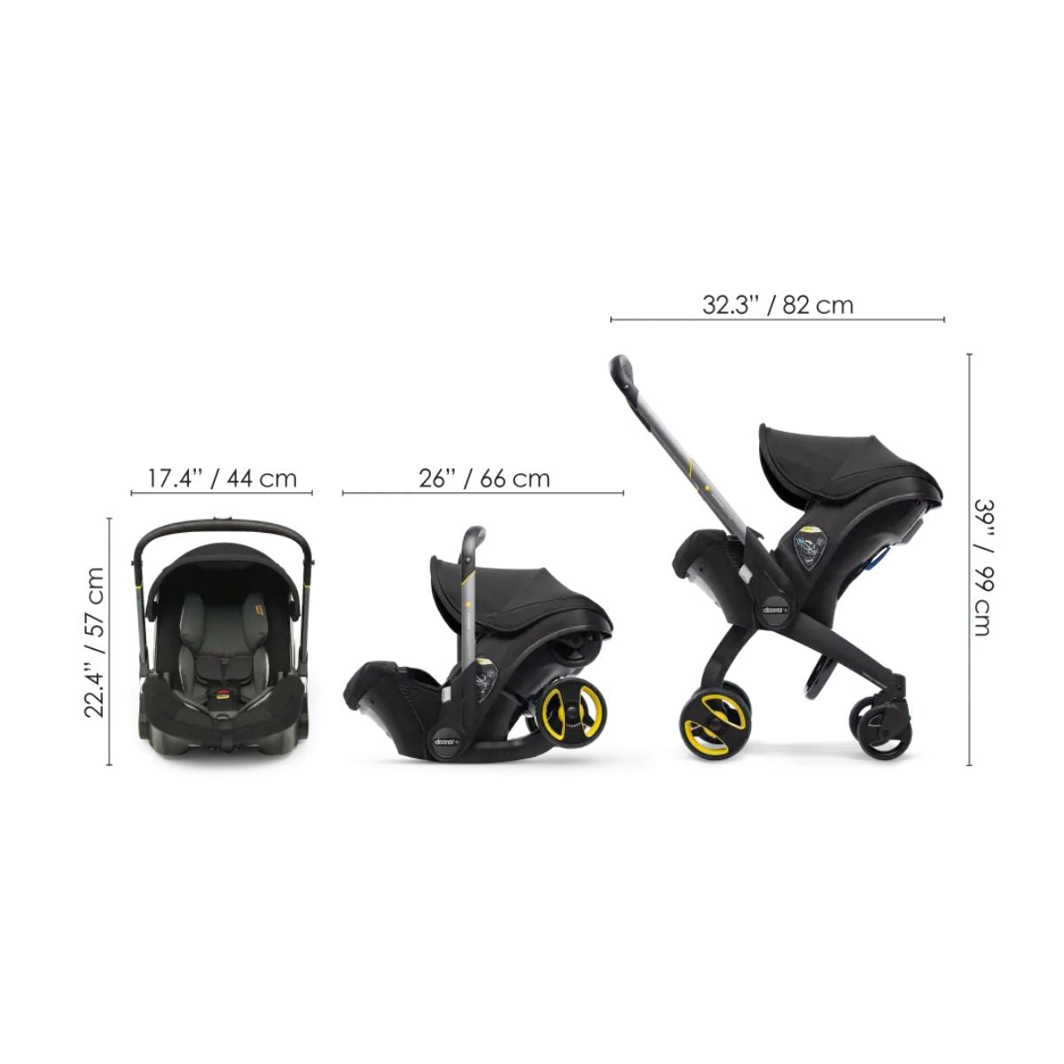 Doona Plus Car Seat & Stroller with SensAlert Bundle - Nitro Black