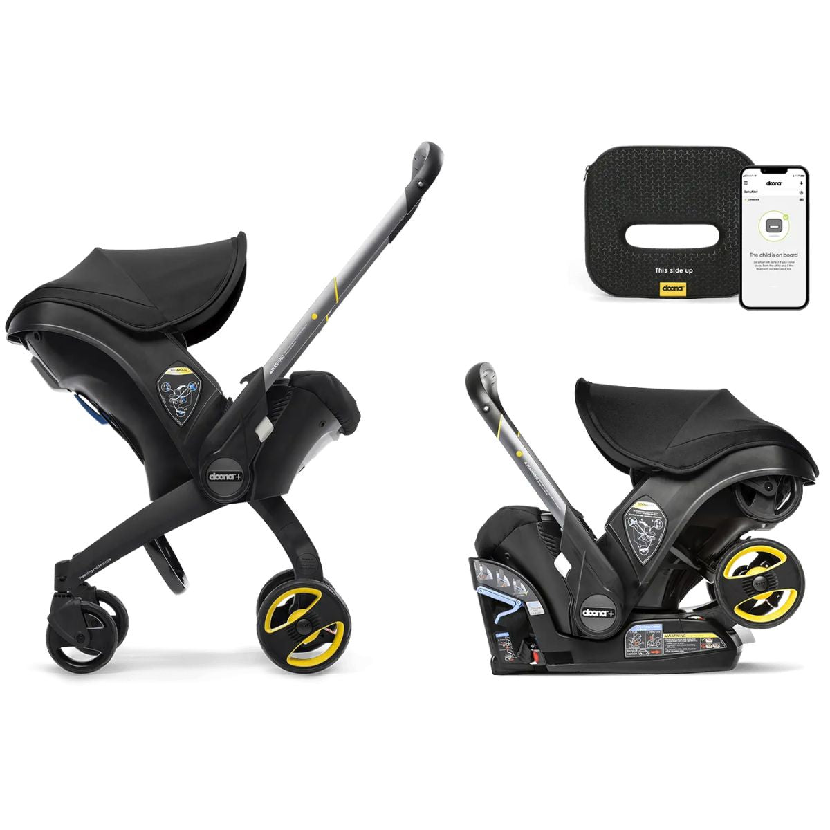 Doona Plus Car Seat & Stroller with SensAlert Bundle - Nitro Black