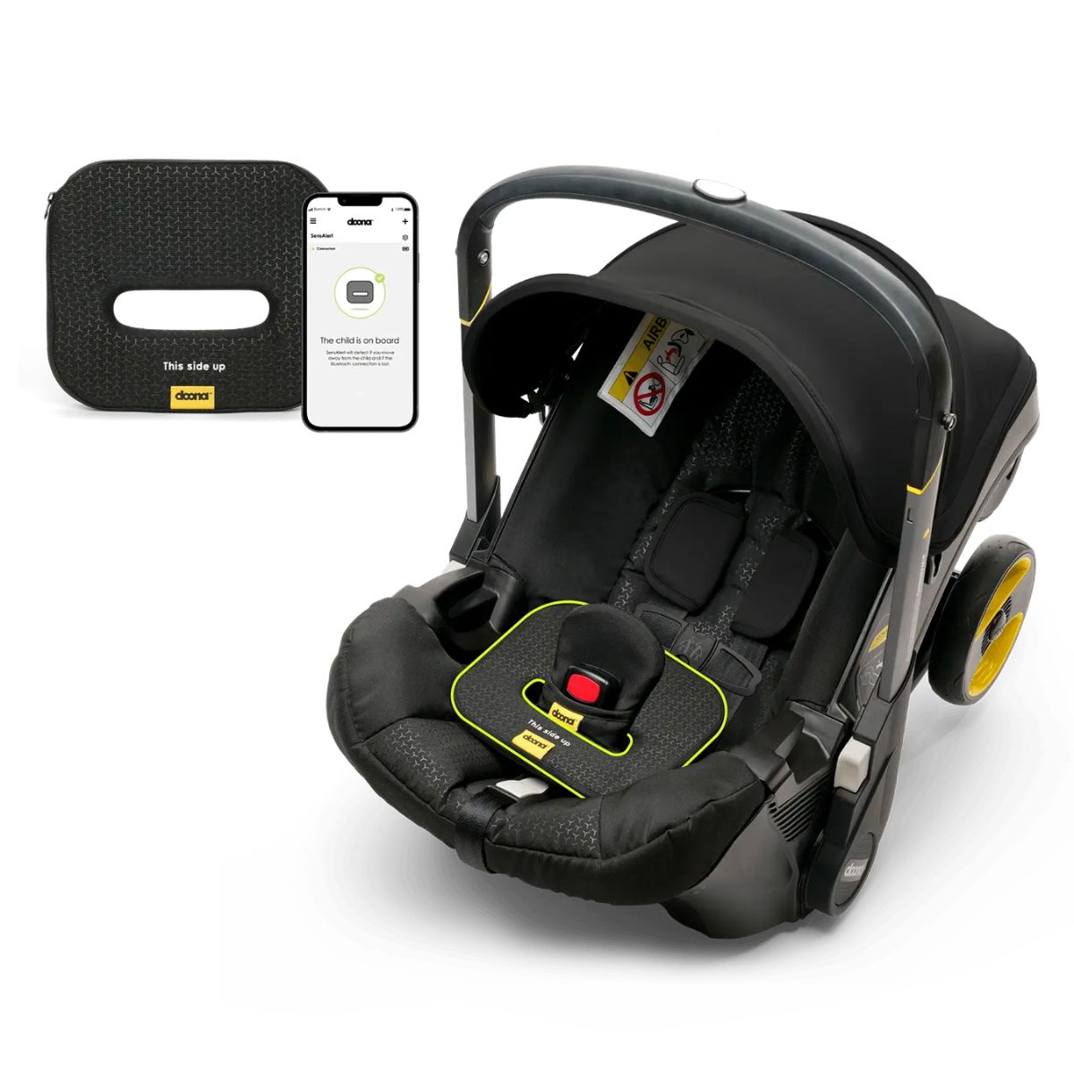 Doona Plus Car Seat & Stroller with SensAlert Bundle - Nitro Black