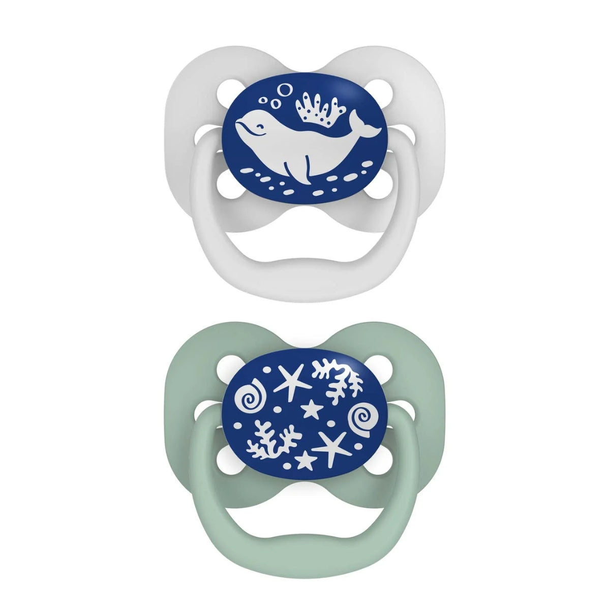 Dr. Brown’s Advantage Glow-in-the-Dark Pacifiers 0-6M Pack of 2 Blue Ocean on Luna Baby Store Miami