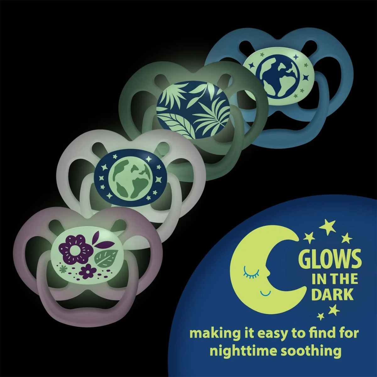 Dr. Brown’s Advantage Glow-in-the-Dark Pacifiers 6-18M Pack of 2 Blue Nature
