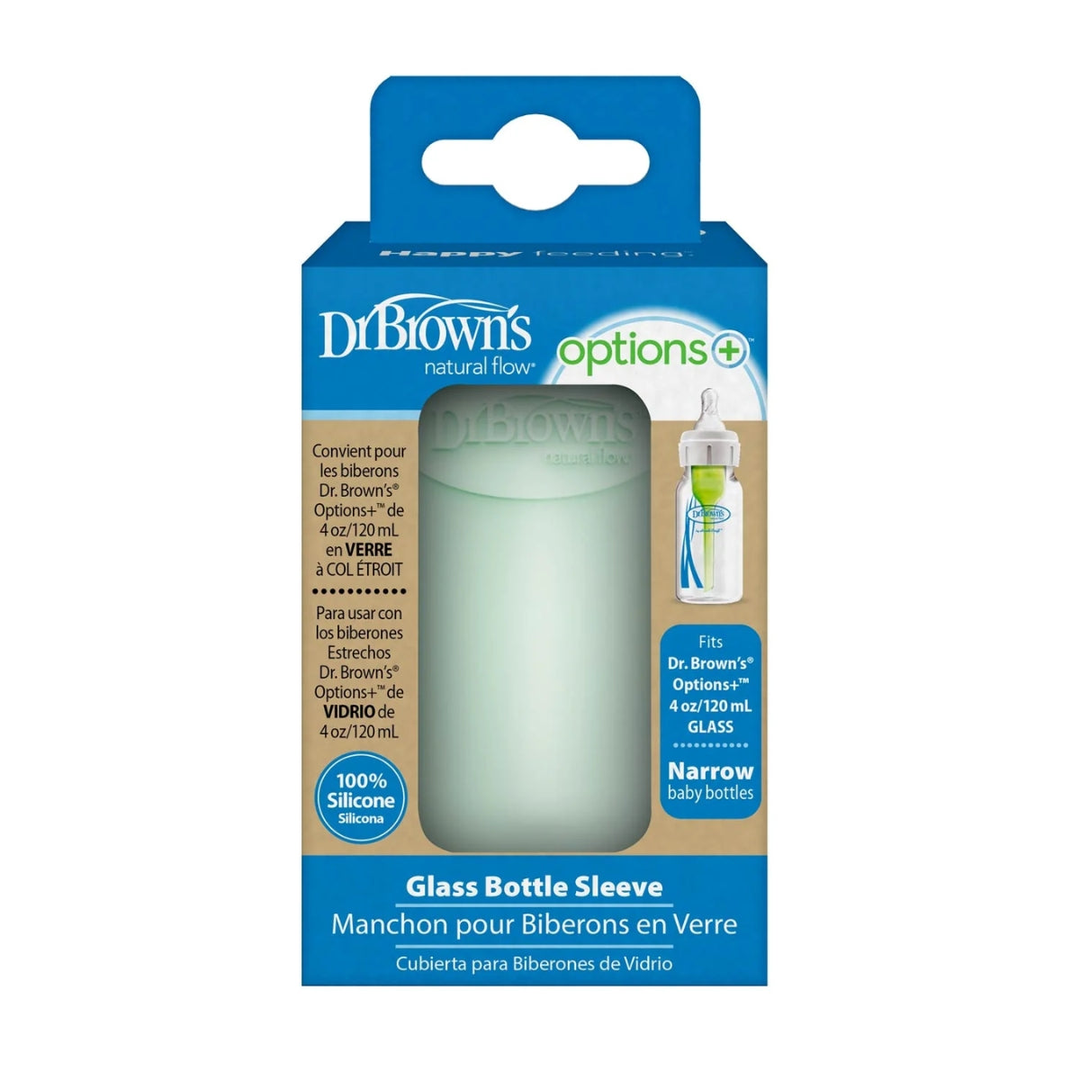 Dr. Brown’s Options+ Narrow Glass Bottle Silicone Sleeve Mint 4oz