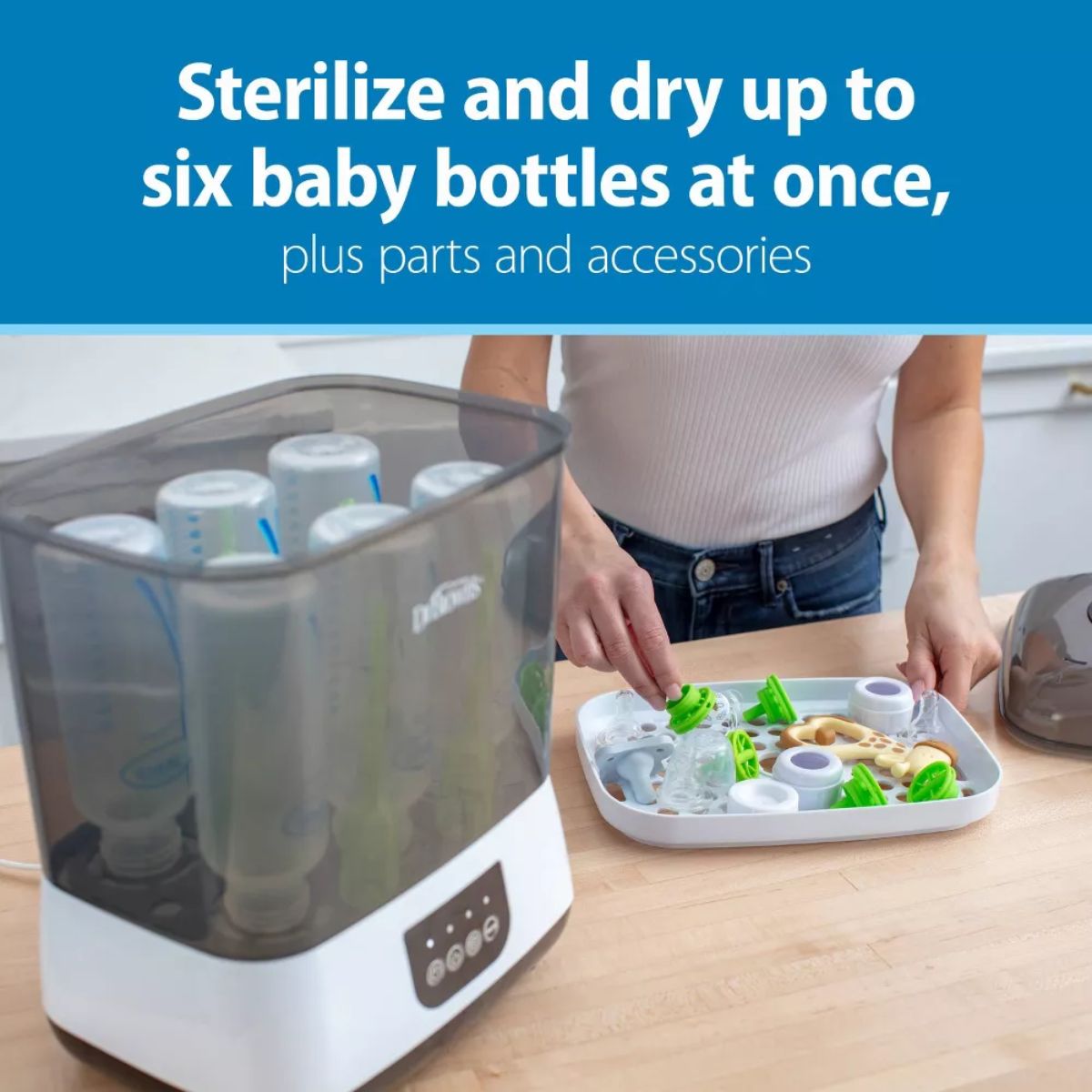 Dr. Brown's All-in-One Sterilizer & Dryer for Baby Bottles and Newborn Essentials - Large Capacity for Daily Use