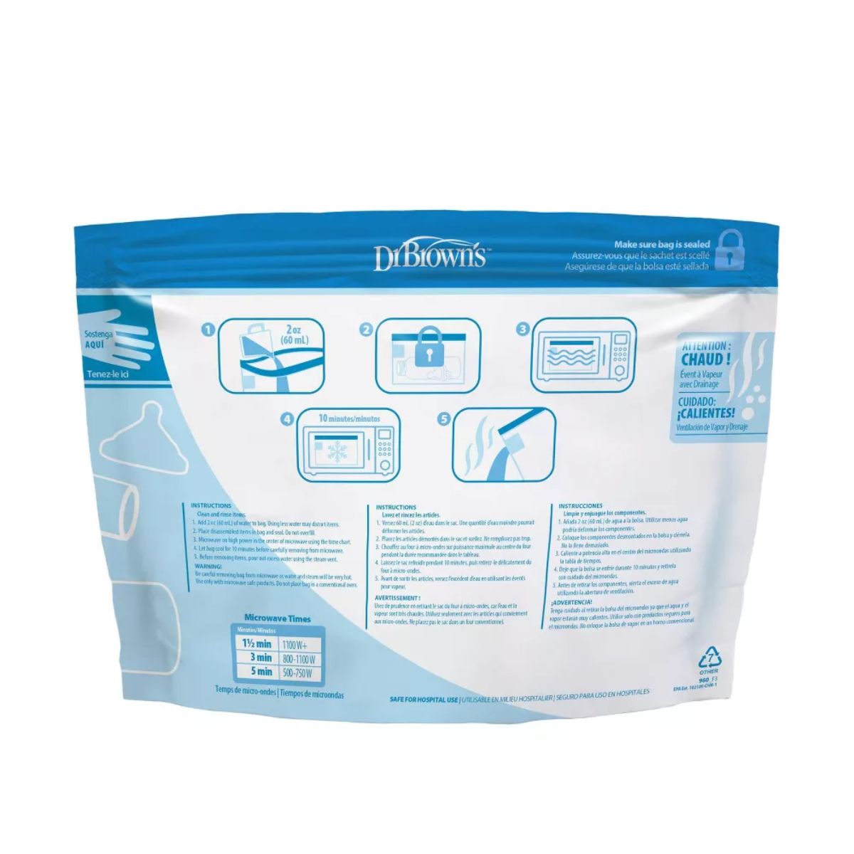 Dr. Brown's Microwave Steam Sterilizer Bags, 5-Pack on Luna Baby Store Miami