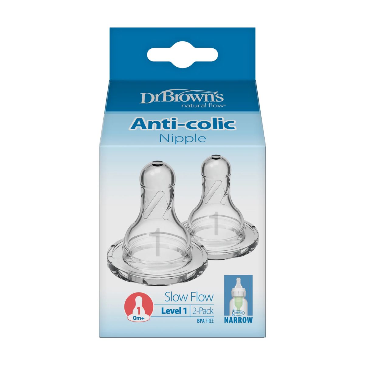 Dr. Brown’s Natural Flow Narrow Baby Bottle Silicone Nipple 2-Pack