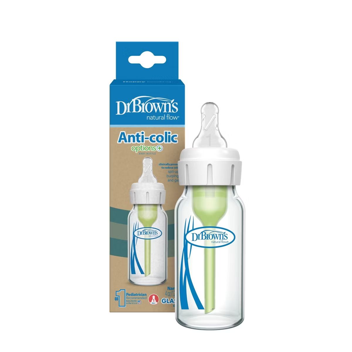 Dr. Brown’s Options+ Anti-Colic Narrow Glass Baby Bottle 4oz