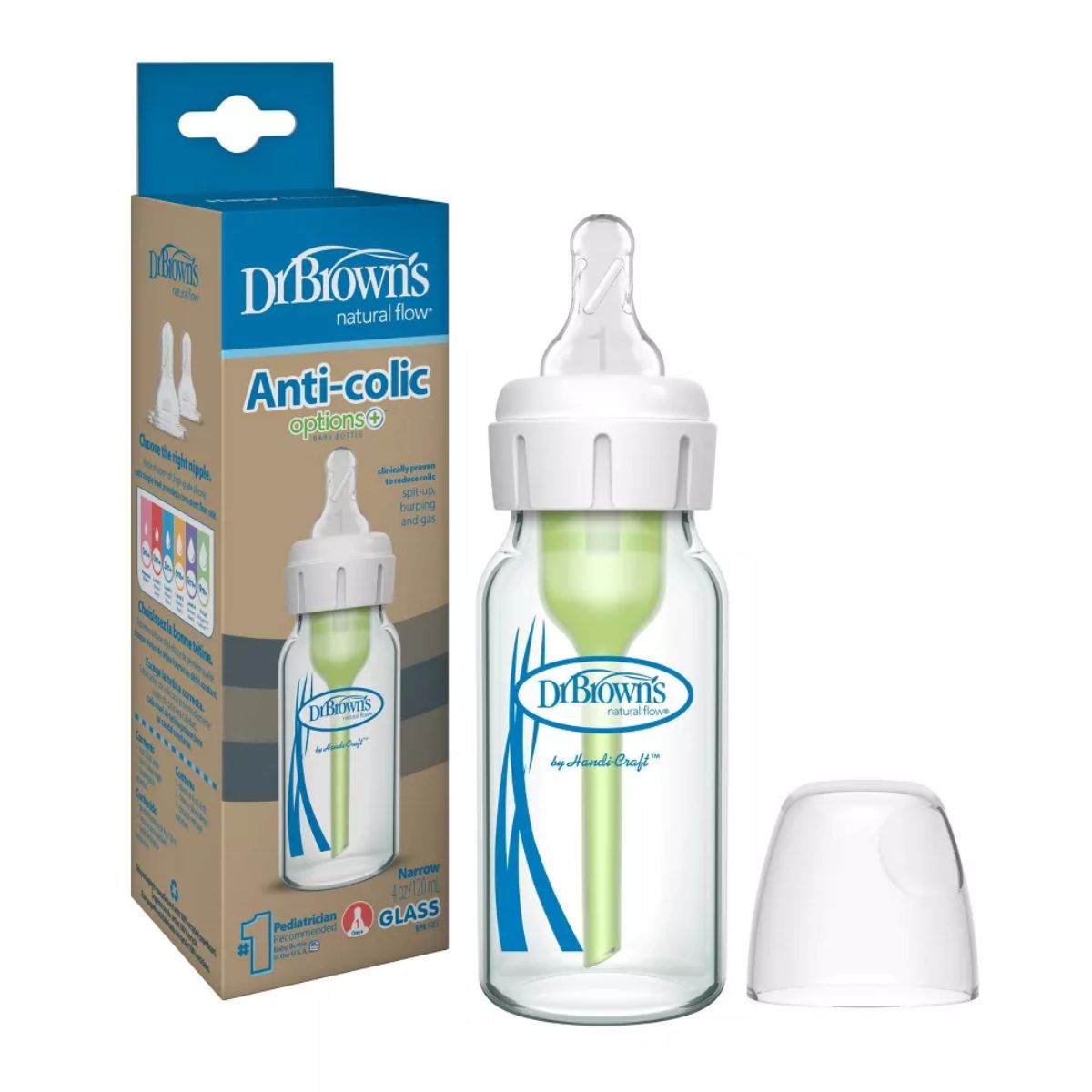 Dr. Brown’s Options+ Anti-Colic Narrow Glass Baby Bottle 4oz