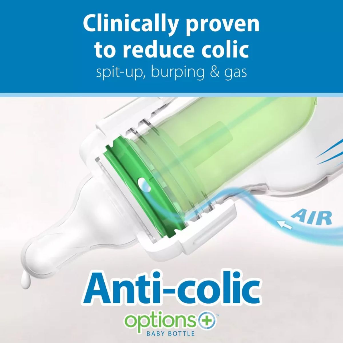 Dr. Brown’s Options+ Anti-Colic Narrow Glass Baby Bottle 4oz on Luna Baby Store Miami