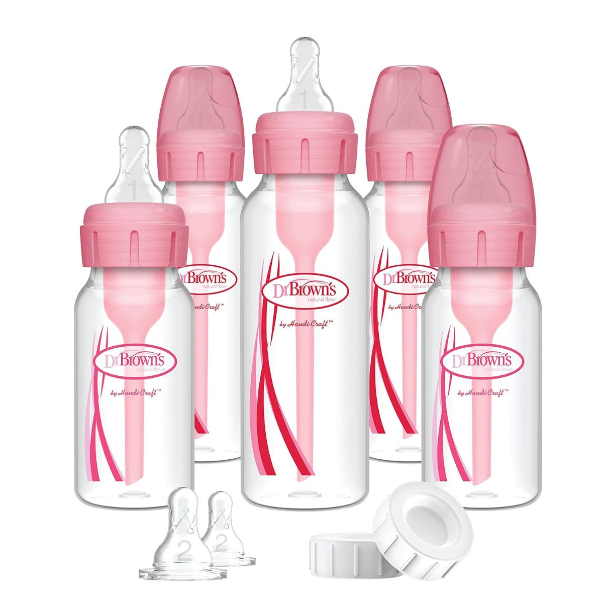 Dr. Brown’s Options+ Anti-Colic Newborn Narrow Baby Bottle Gift Set Pink - 0m+