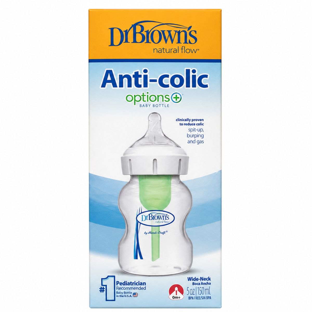 Dr. Brown’s Options+ Wide-Neck Baby Bottle 5 oz, 0m+ - Level 1