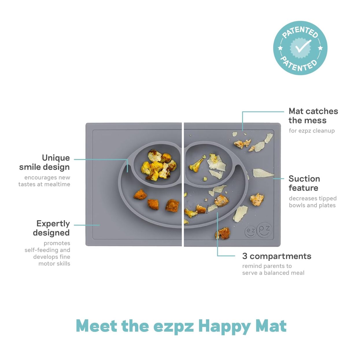 EZPZ Happy Mat - Grey on Luna Baby Store Miami