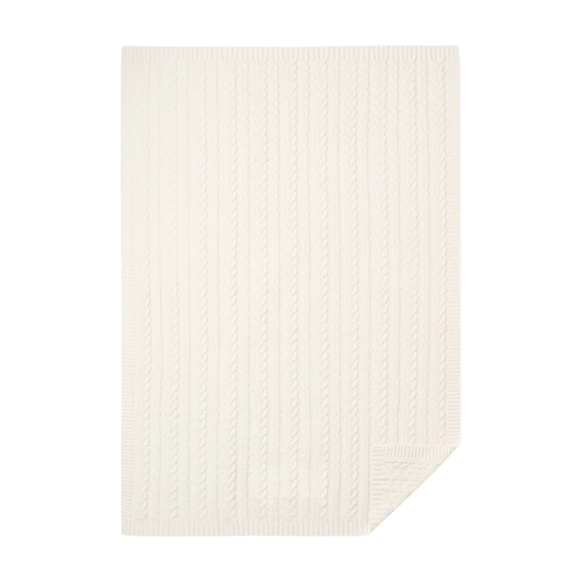 Elegant Baby Horseshoe Cable Knit Baby Blanket - White