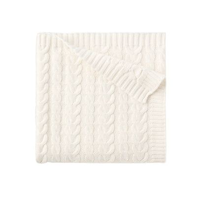 Elegant Baby Horseshoe Cable Knit Baby Blanket - White