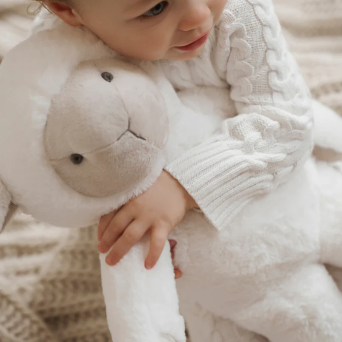 Elegant Baby Lamb Bedtime Huggie Plush Toy with Blanket