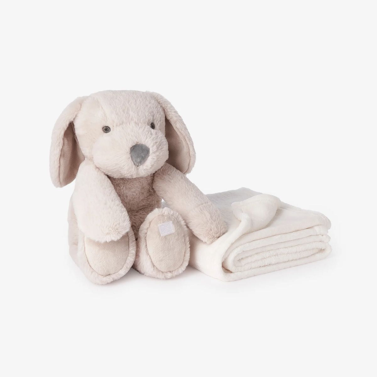 Elegant Baby Puppy Bedtime Huggie Plush Toy with Blanket on Luna Baby Store Miami
