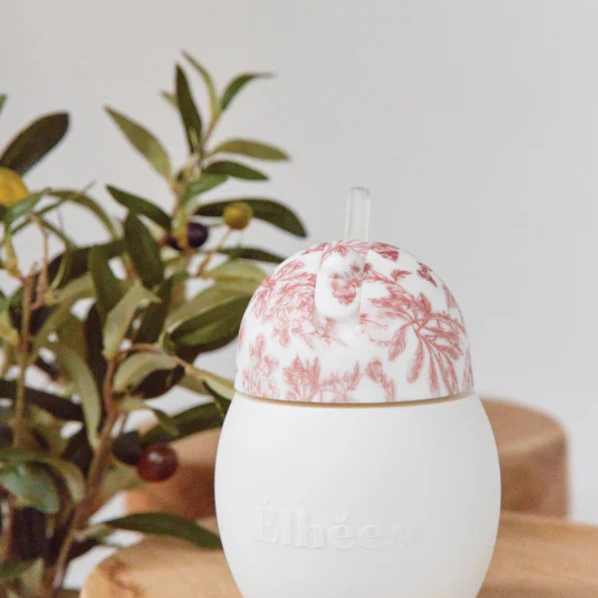 Élhée Weighted Straw Cup Tartine et Chocolat Toile de Jouy Terracotta 240 ml 9M+