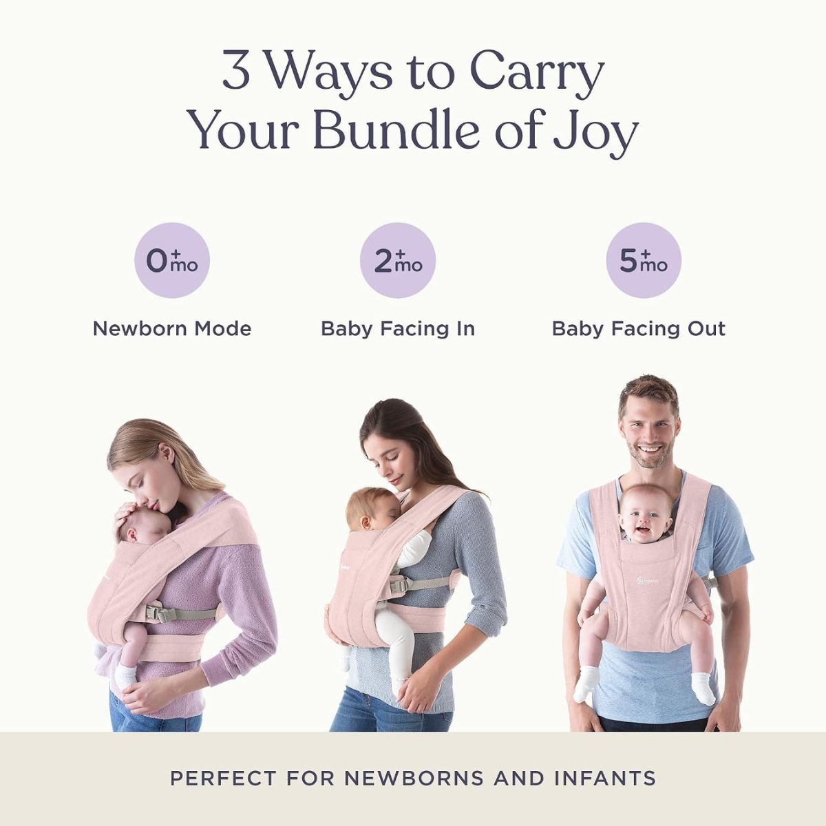Ergobaby Embrace Newborn Baby Carrier 0-12M - Blush Pink on Luna Baby Store Miami