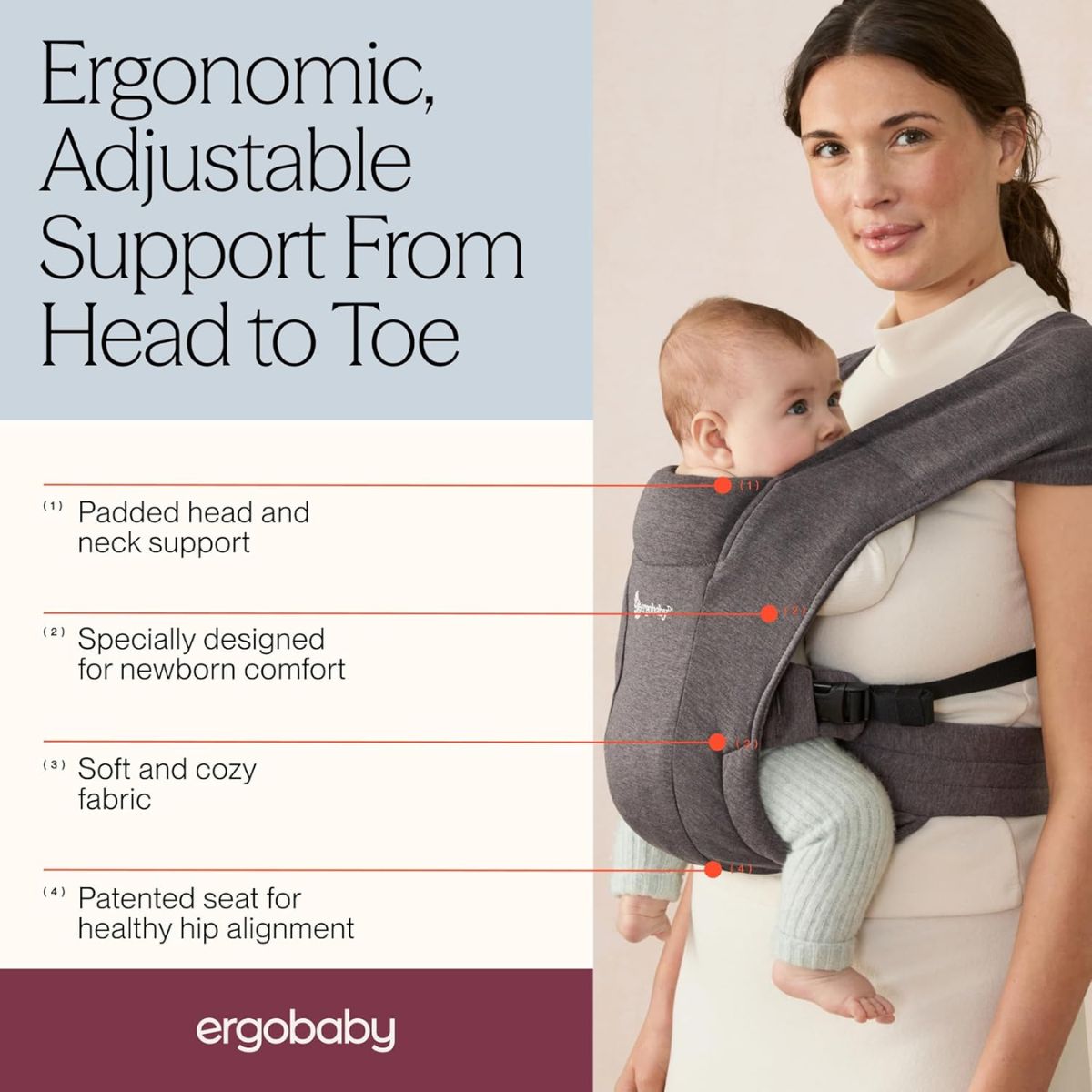 Ergobaby Embrace Newborn Baby Carrier 0-12M - Cream on Luna Baby Store Miami