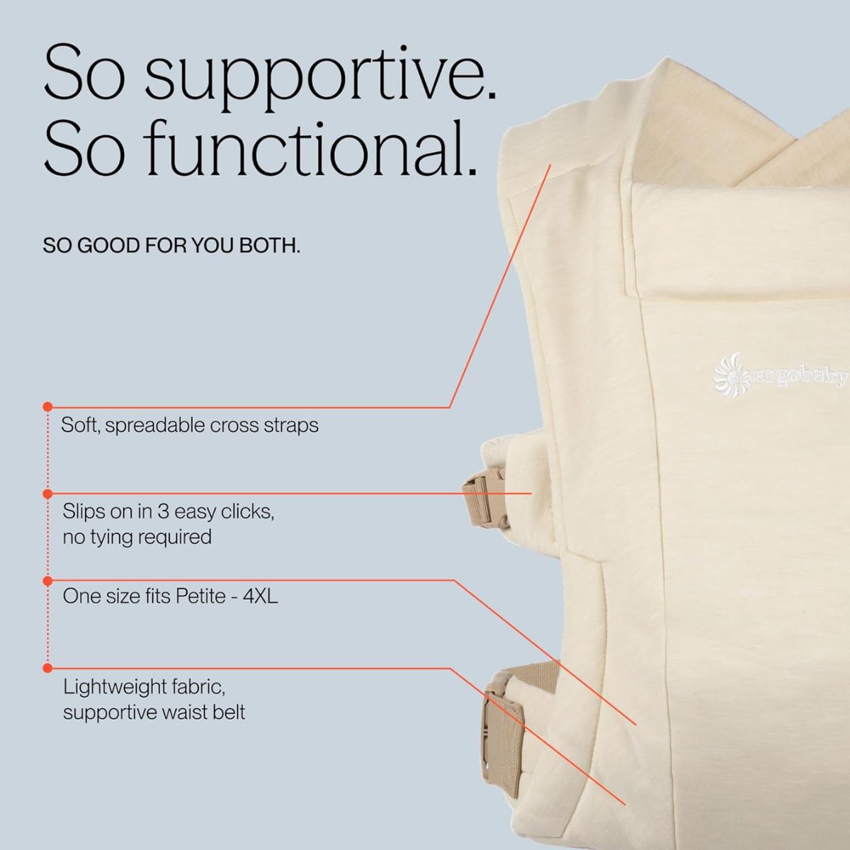 Ergobaby Embrace Newborn Baby Carrier 0-12M - Heather Grey