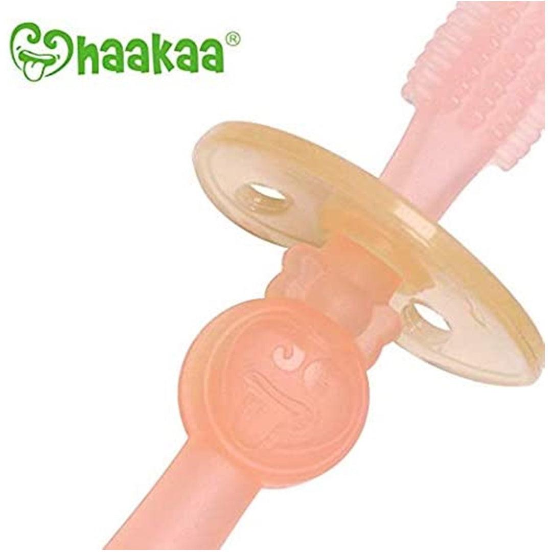 Escova Dental Infantil de Silicone 360° Haakaa Pink - Haakaa Babytunes