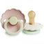 Mushie FRIGG Daisy Night Glow Natural Rubber Pacifier 2-Pack - Blush/Cream 0-6M on Luna Baby Store Miami