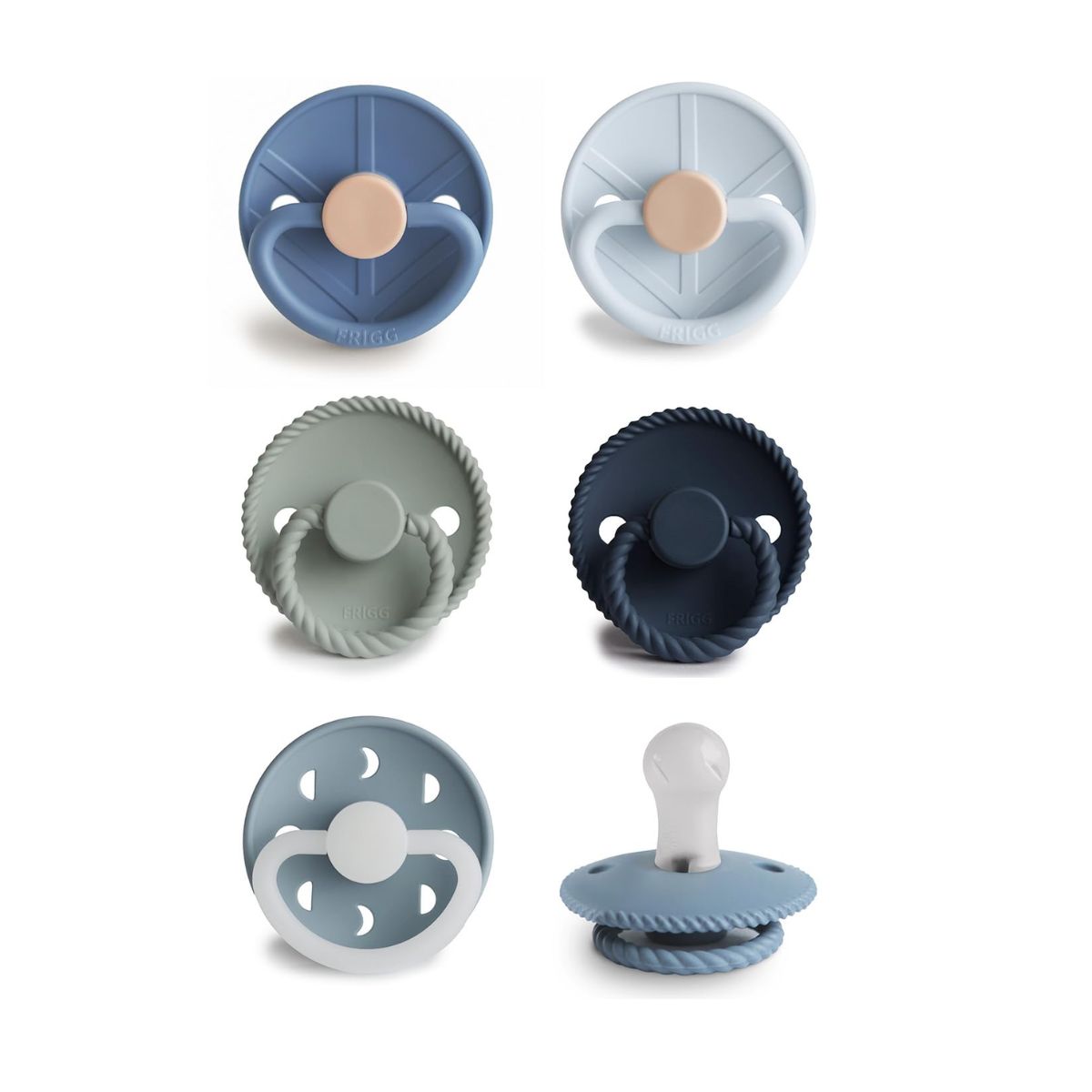 Mushie FRIGG Endless Sea Silicone Rubber Pacifier 6 Pack - 6-18M