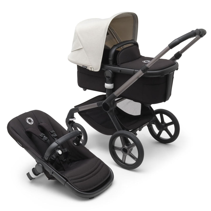 Bugaboo Fox 5 Bassinet & Seat Stroller - Graphite Chassis - Misty White/Black - Luna Baby Store Miami