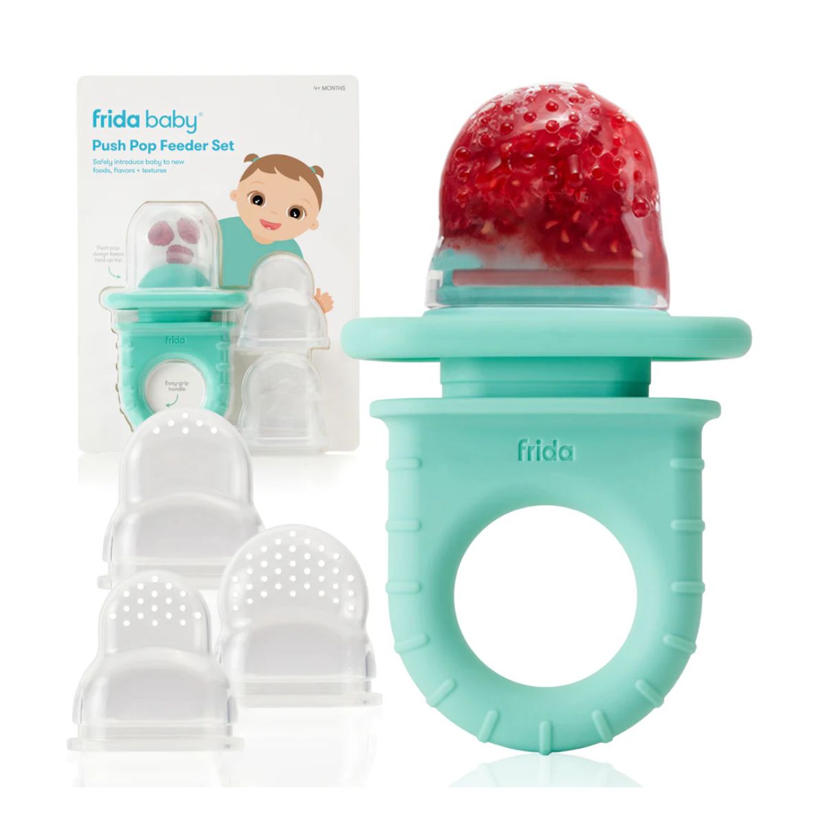 Frida Baby Push Pop Baby Food Feeder - Light Teal Blue