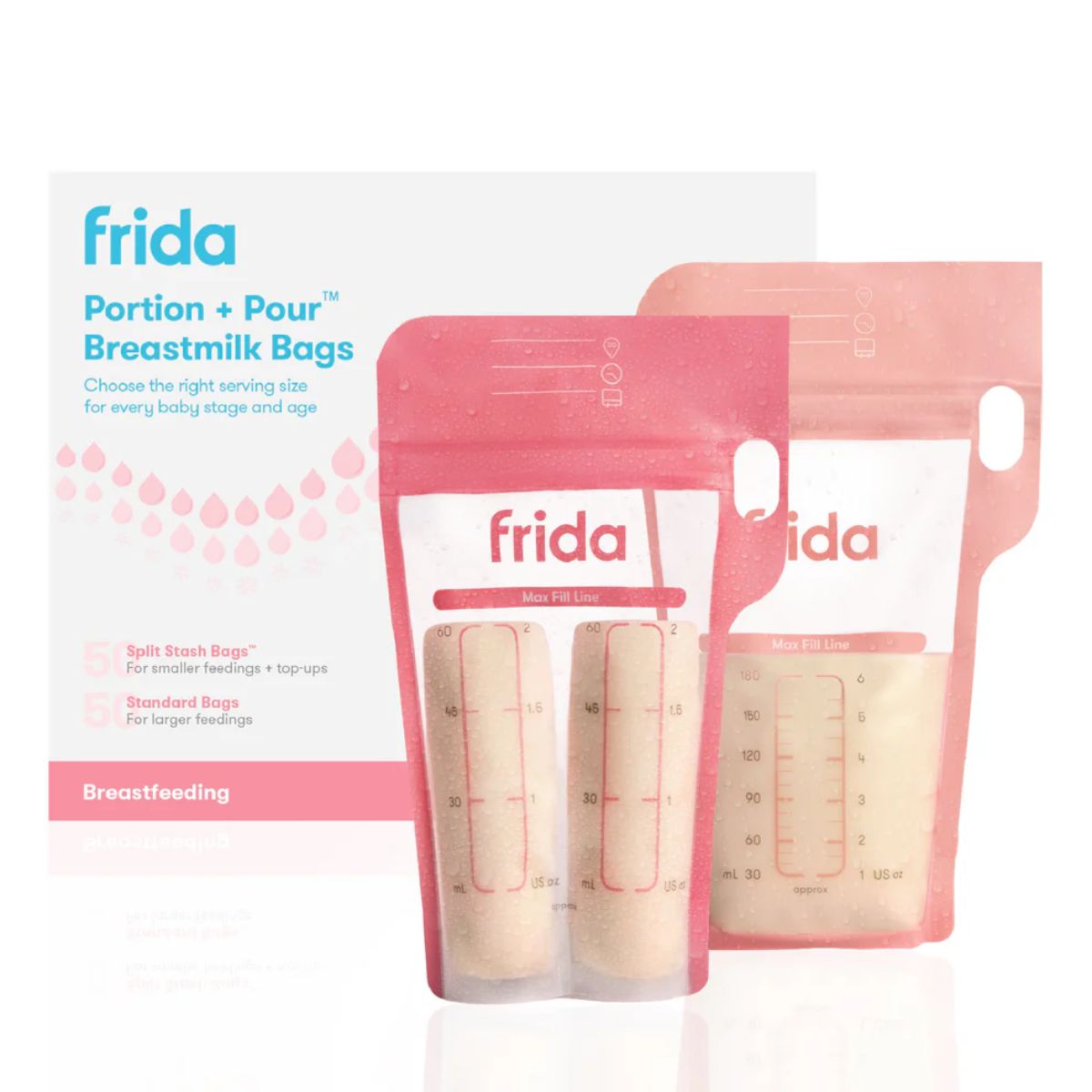 Frida Mom Breastmilk Storage Bags, 100ct Variety Pack 6 oz on Luna Baby Store Miami