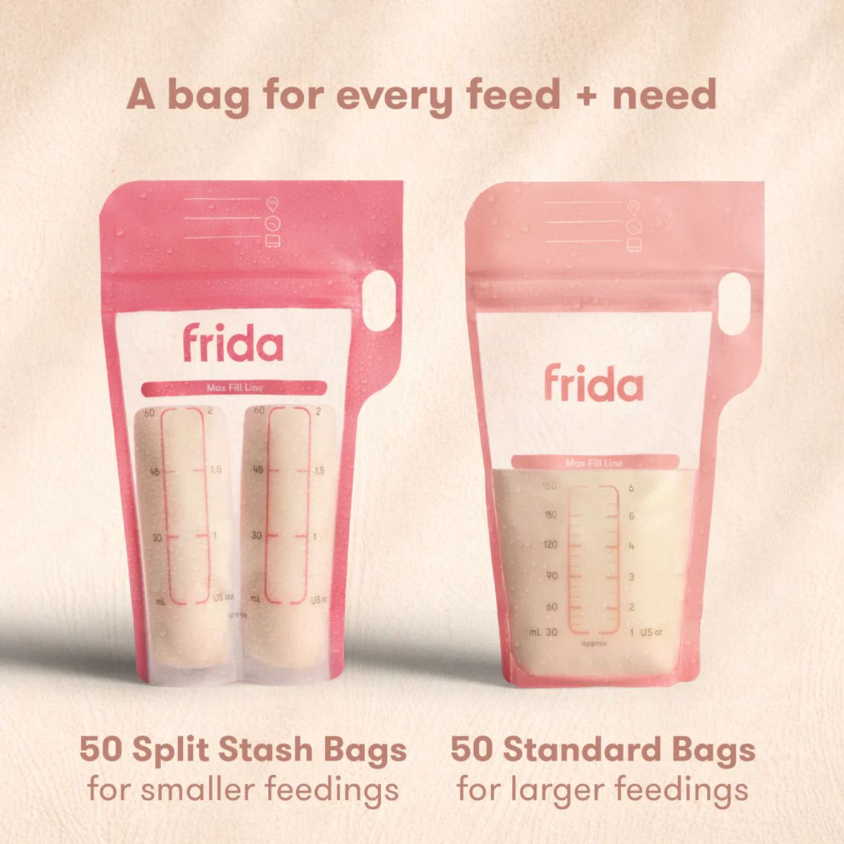 Frida Mom Breastmilk Storage Bags, 100ct Variety Pack 6 oz