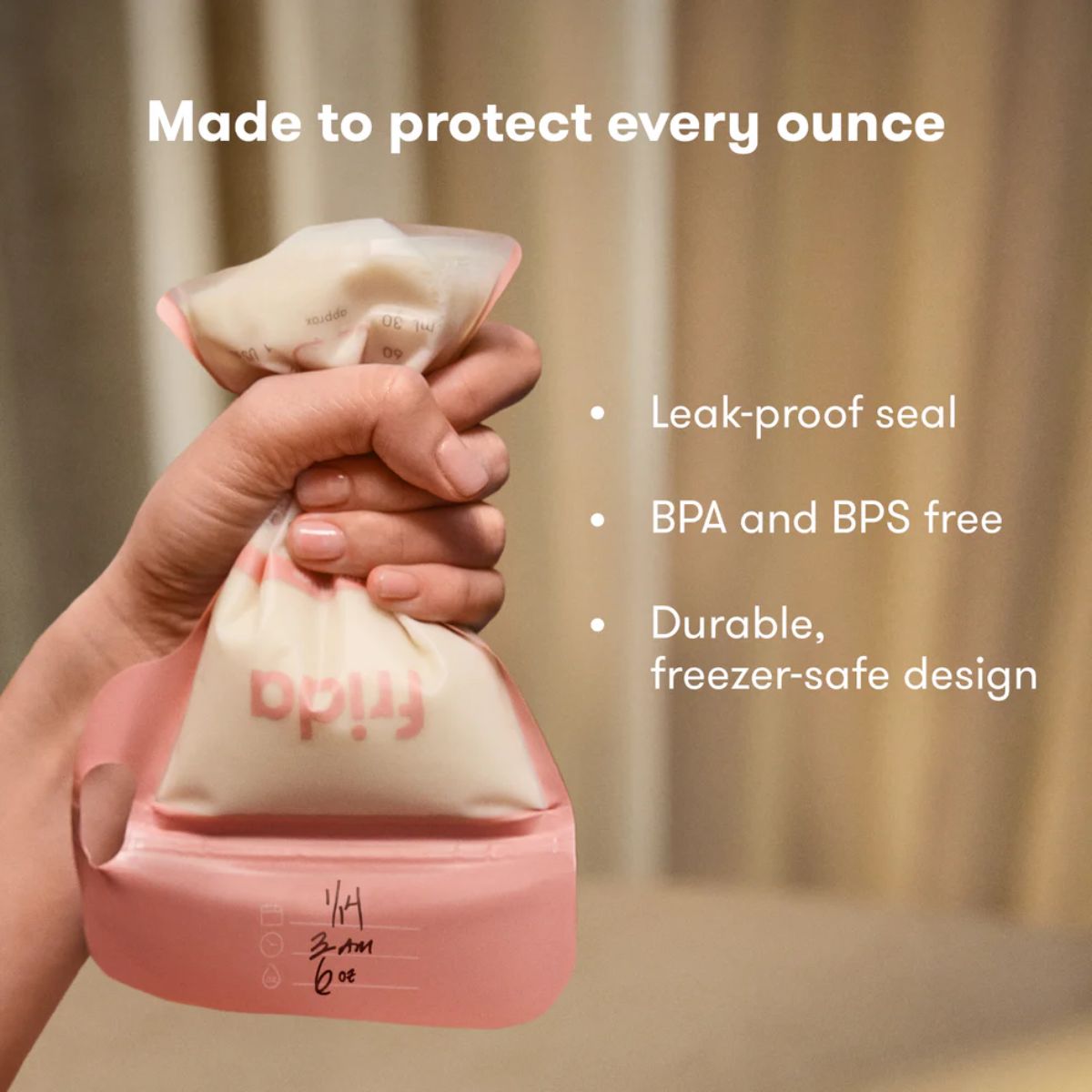 Frida Mom Breastmilk Storage Bags, 100ct Variety Pack 6 oz on Luna Baby Store Miami