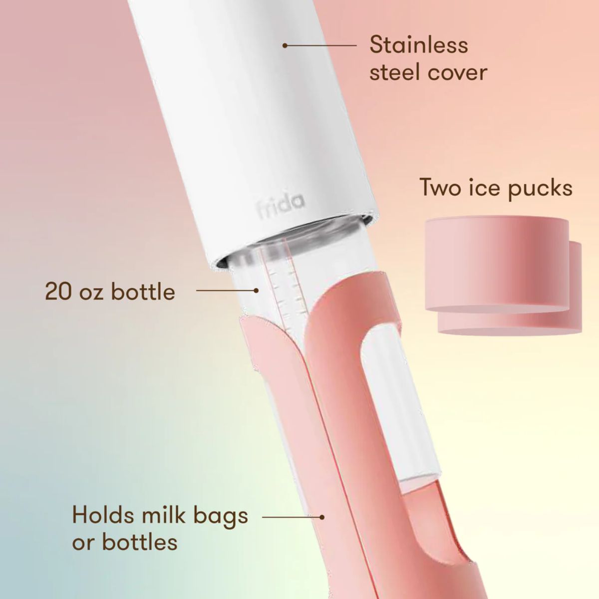 Frida Mom Flow + Go Breastmilk Cooler Bottle 20 oz on Luna Baby Store Miami